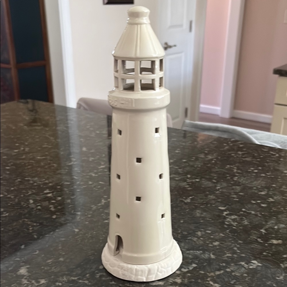 Elegant Cream Lighthouse Figurine